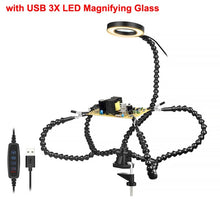 Load image into Gallery viewer, NEWACALOX Table Clamp Soldering Helping Hand Third Hand Tool Soldering Station USB 3X Illuminated Magnifier Welding Repair Tool