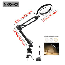 Load image into Gallery viewer, NEWACALOX 5X Illuminated Magnifier USB 3 Colors LED Magnifying Glass for Soldering Iron Repair/Table Lamp/Skincare Beauty Tool